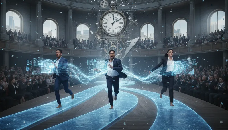 Illustration of race of truth: a competition revealing honesty or reality