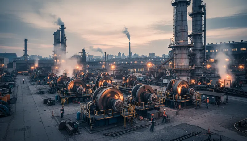 Illustration of industrial: related to factories and manufacturing processes