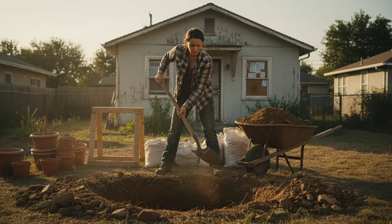 Illustration of dig out of a hole: to recover from a difficult situation