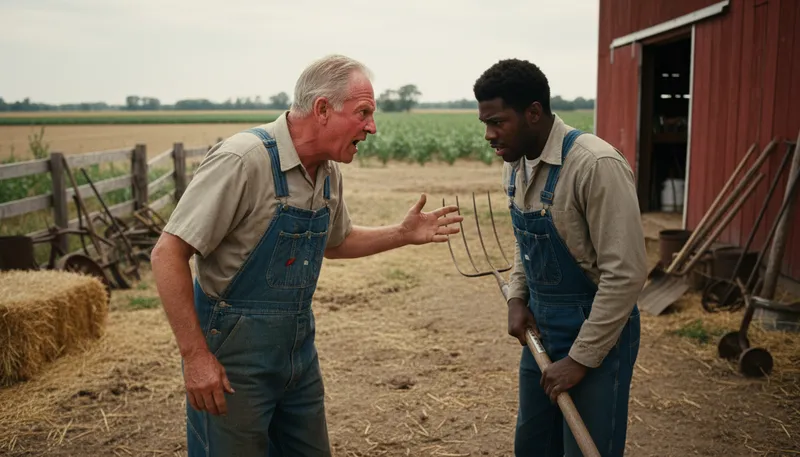Illustration of farm nigger: a derogatory term for a Black farm worker