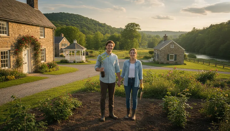 Illustration of put down roots: to settle down and establish a home