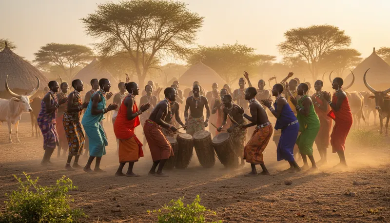 Illustration of dinka: A group of people from South Sudan.