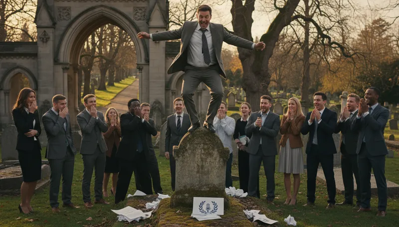 Illustration of dance on someone's grave: to celebrate someone's failure or death disrespectfully