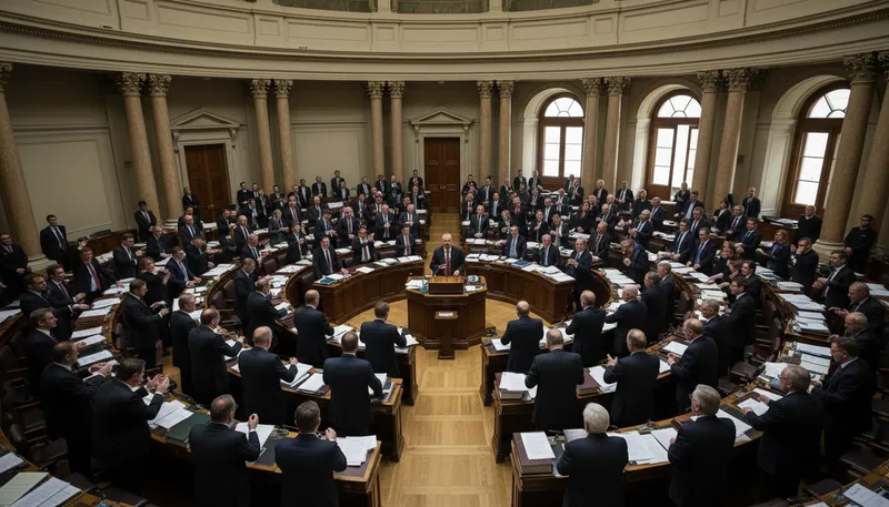 Illustration of congress: A group of elected officials making laws.
