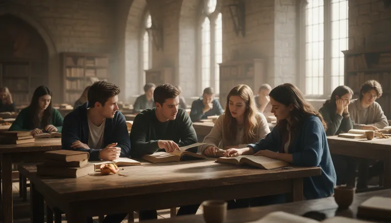 Illustration of yeshiva: A Jewish school for religious study.