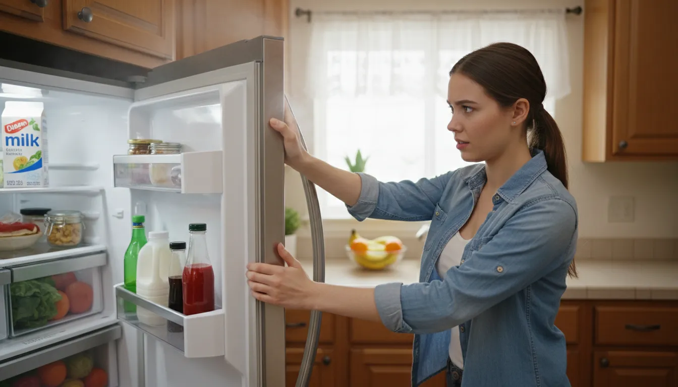 shut the fridge 的插图：close the refrigerator door tightly.