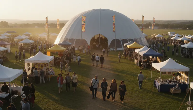 Illustration of big tent: Inclusive space for diverse groups.