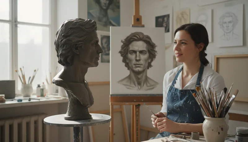 Illustration of busta: A term for a bust or sculpture.