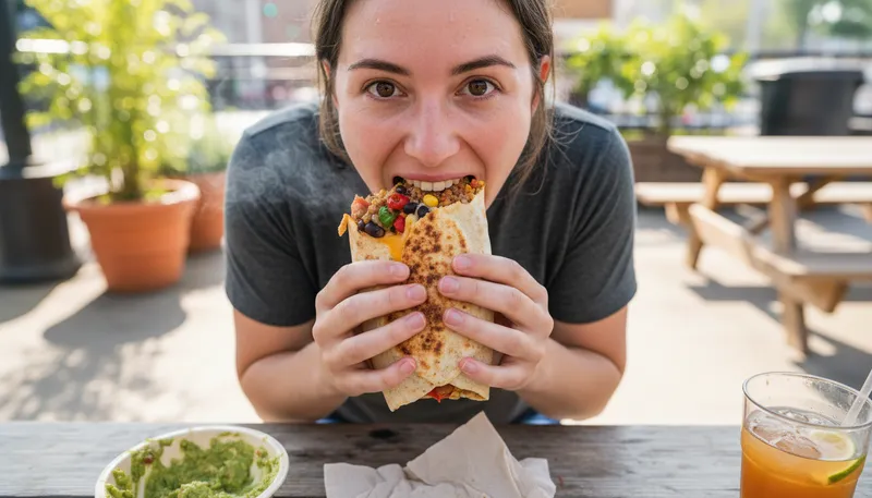 Illustration of burrito: a tortilla wrapped around filling