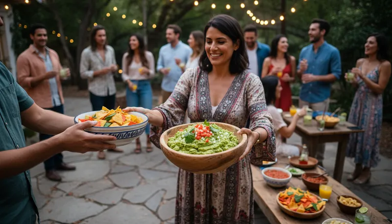 Illustration of guacamole: A dip made from mashed avocados.
