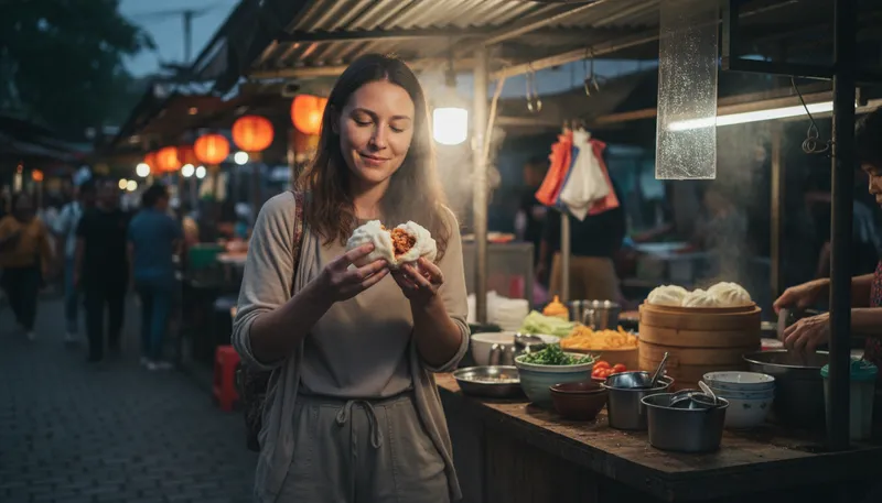 Illustration of pao: Chinese steamed bun, often filled with meat.