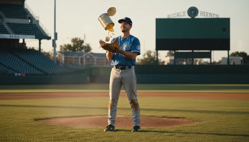 Illustration of can of corn: easy catch in baseball or easy task