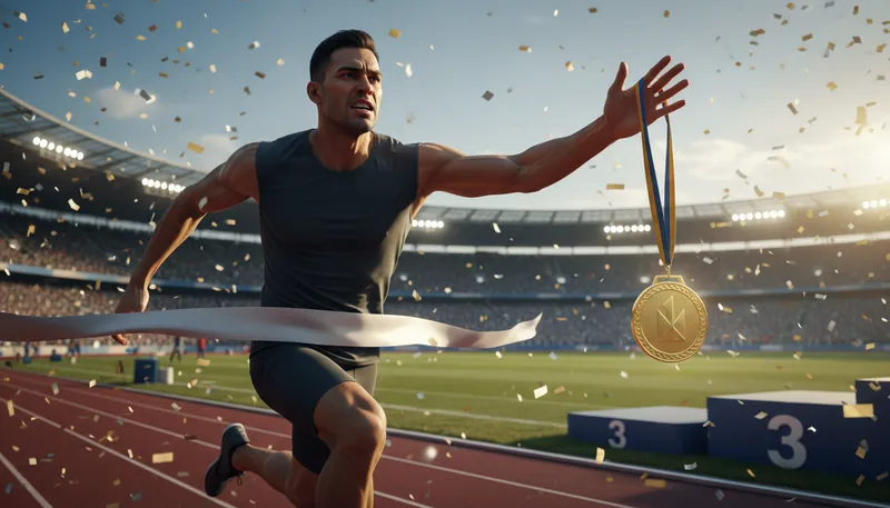 Illustration of go for the gold: attempt to achieve the highest goal