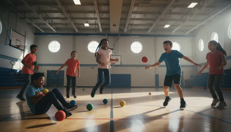 Illustration of dodgeball: A game where players throw balls to hit opponents.