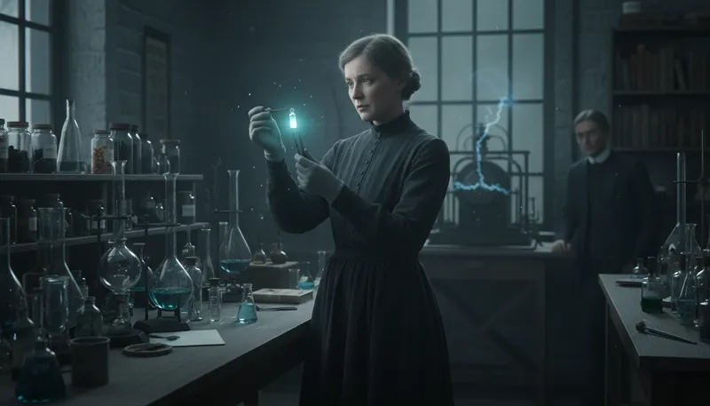 Illustration of curie: A unit of radioactivity or a famous scientist.