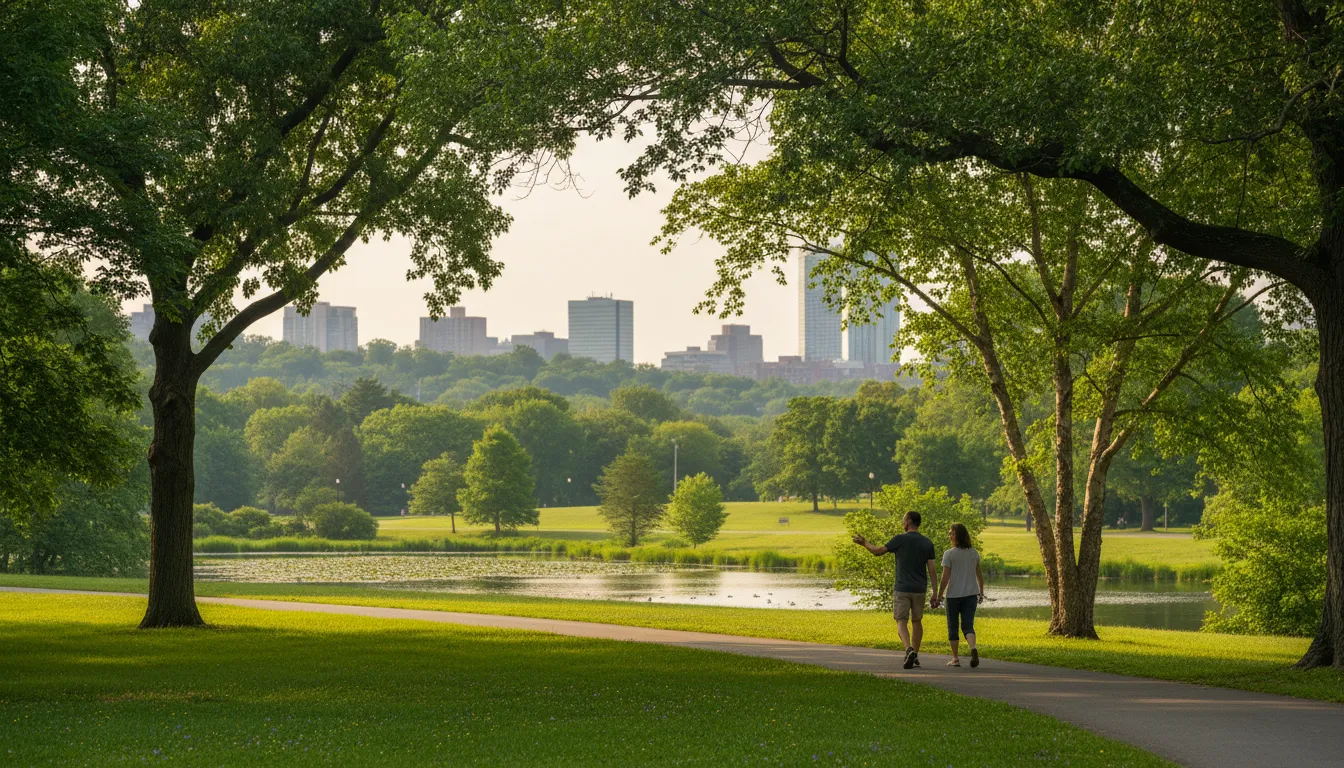brooklineのイラスト：A town near Boston, known for its parks.