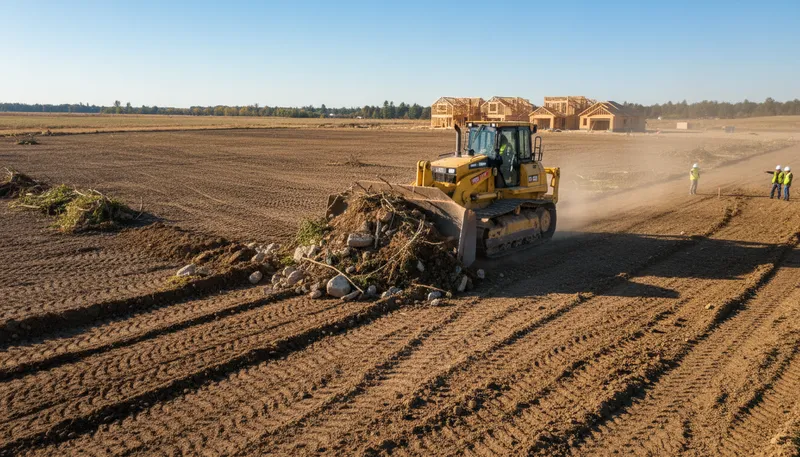 Illustration of bulldozer: Heavy machinery for moving large amounts of earth.
