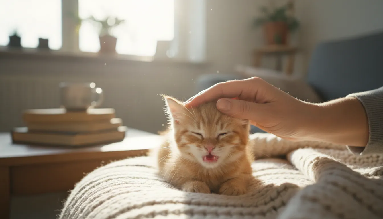 purのイラスト：to make a low vibrating sound like a happy cat