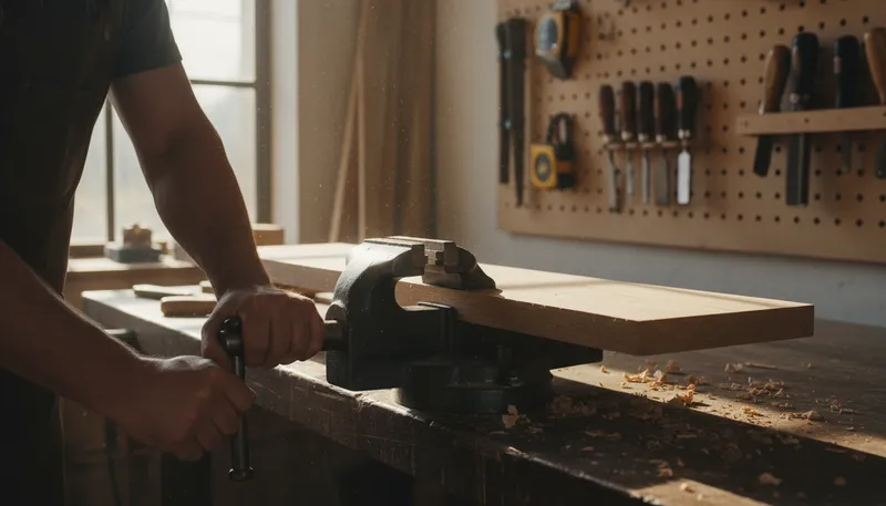 Illustration of vise: A tool for holding objects tightly.