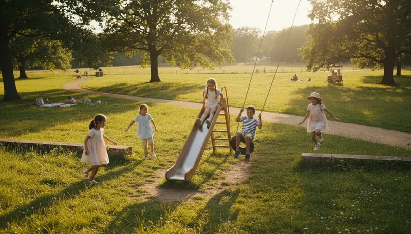 Illustration of parkland: Land set aside for public parks and recreation.