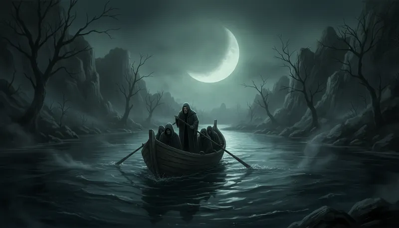 Illustration of styx: A river in mythology, often symbolizing death.