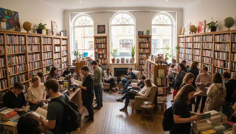 Illustration of bookshop: A store selling books and related items.