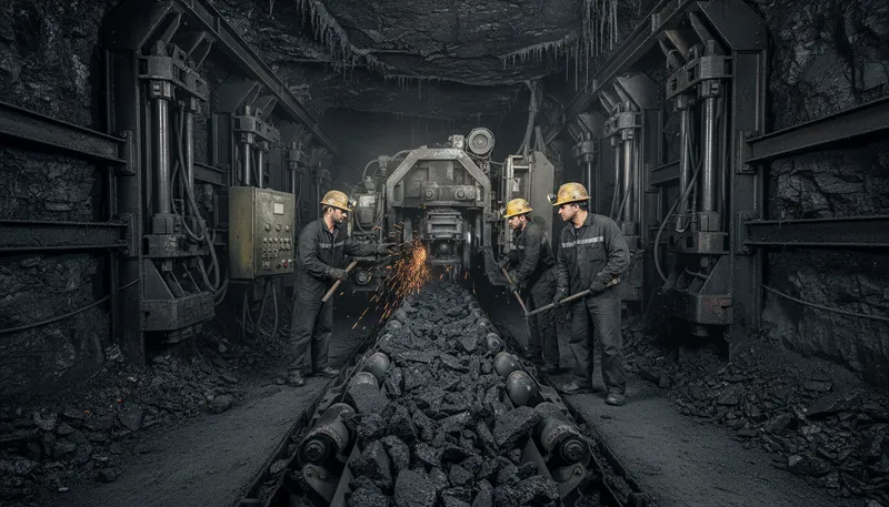 Illustration of coal: A black substance used as fuel.