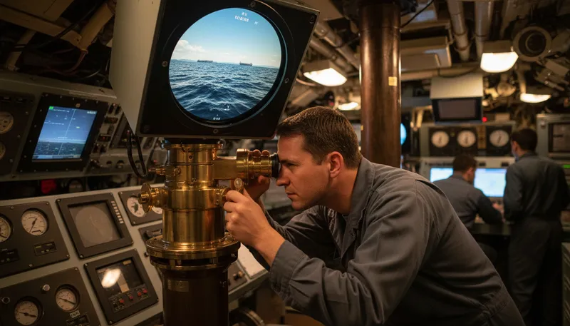 Illustration of periscope: A tube allowing observation from a hidden position.