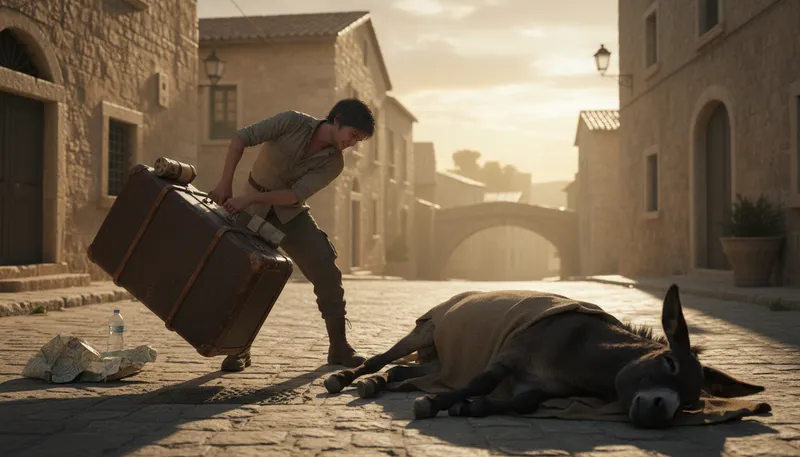 Illustration of heavy as a dead donkey: extremely heavy or burdensome.