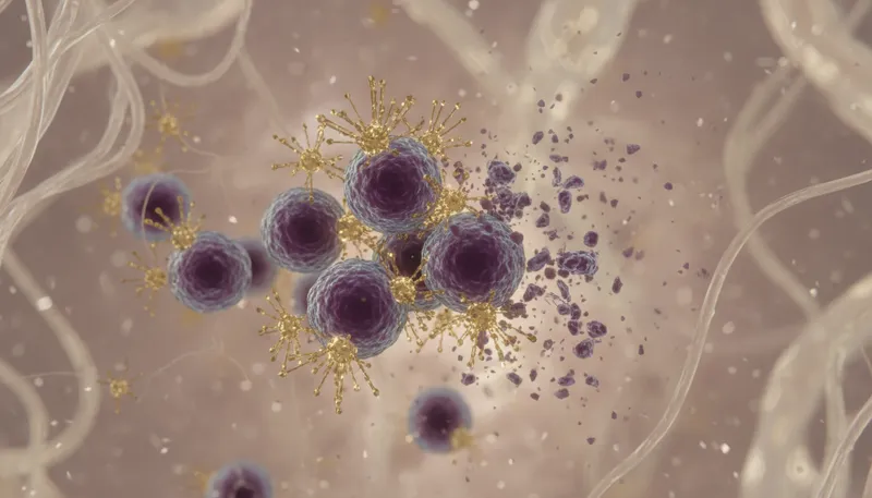 Illustration of cytotoxic: Substance that kills or damages cells.