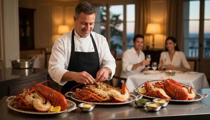 Illustration of lobster: A large sea creature with claws, often eaten.