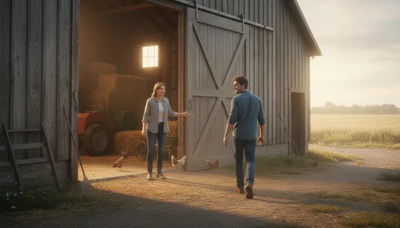 Illustration of born in a barn: careless about leaving doors open