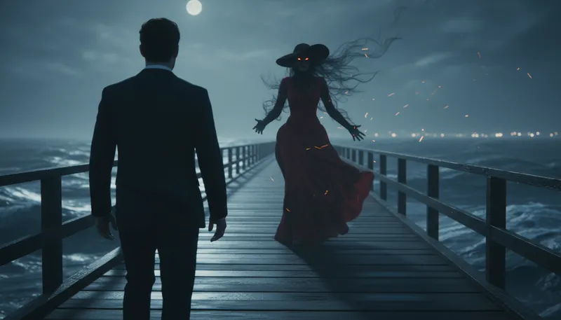 Illustration of dance with the devil: Engage in risky or immoral behavior.