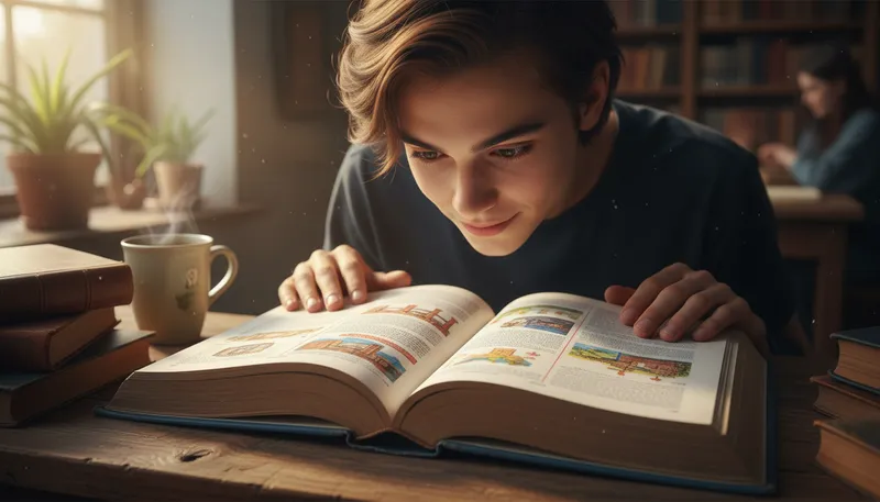 Illustration of textbook: a book used for study in school.