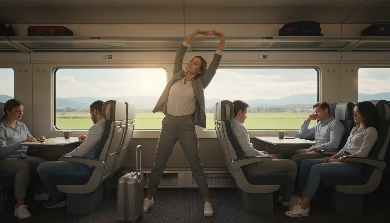 Ilustrasi stretch one's legs: To walk around after sitting.