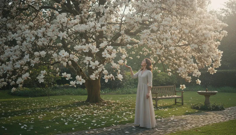 Illustration of magnolia: A flowering tree known for its large blooms.