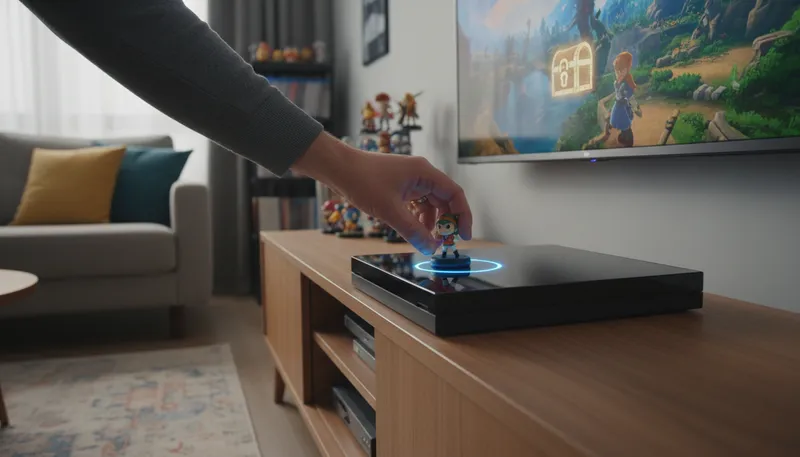 Illustration of amiibo: Figurines that interact with video games.