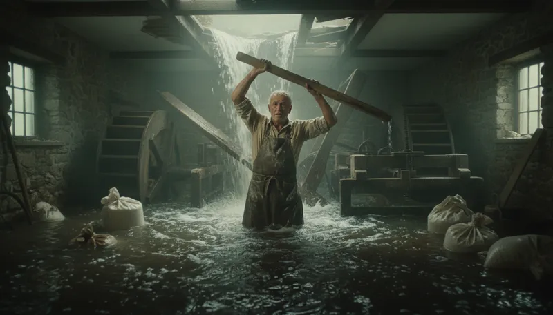 Illustration of drown the miller: To ruin someone's livelihood or reputation.