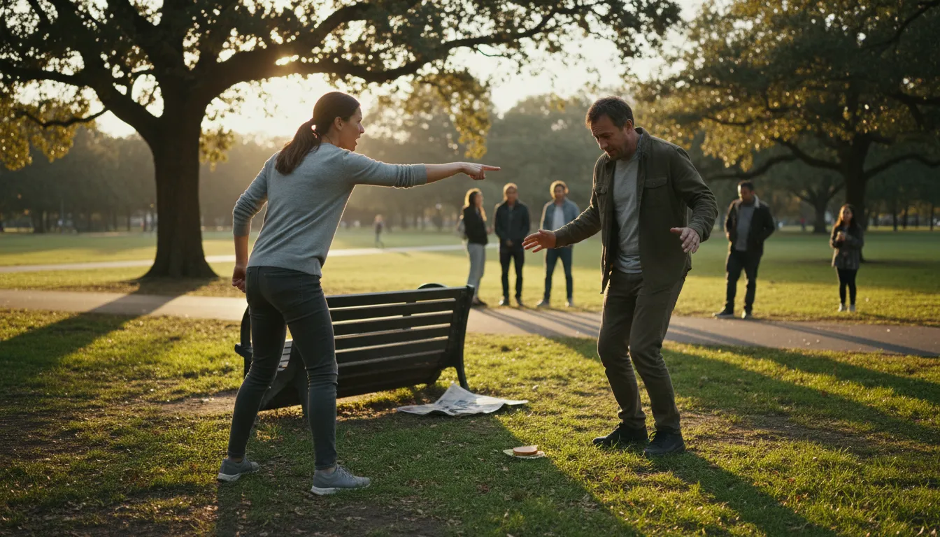 stand up and give it to him का चित्र: confront and severely scold or attack a male