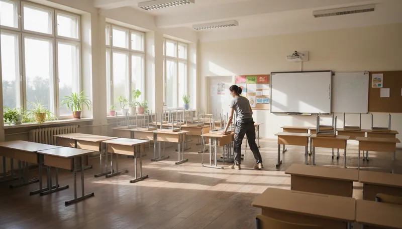 Illustration of classroom: A room for teaching students.