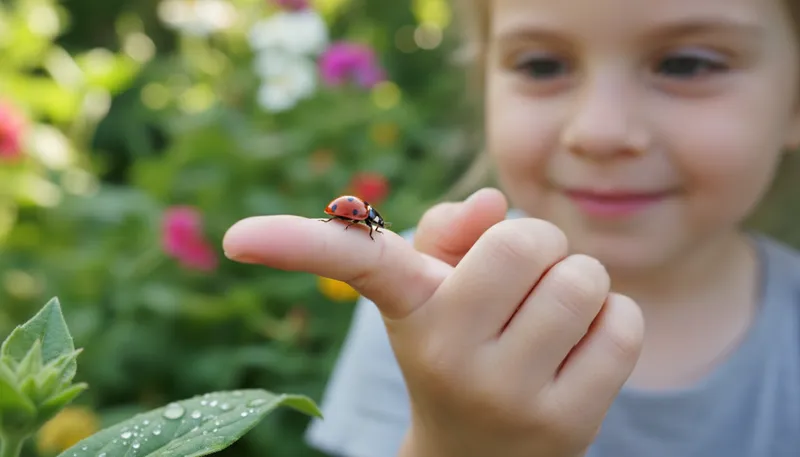 Illustration of ladybug: Small, spotted beetle often seen in gardens.