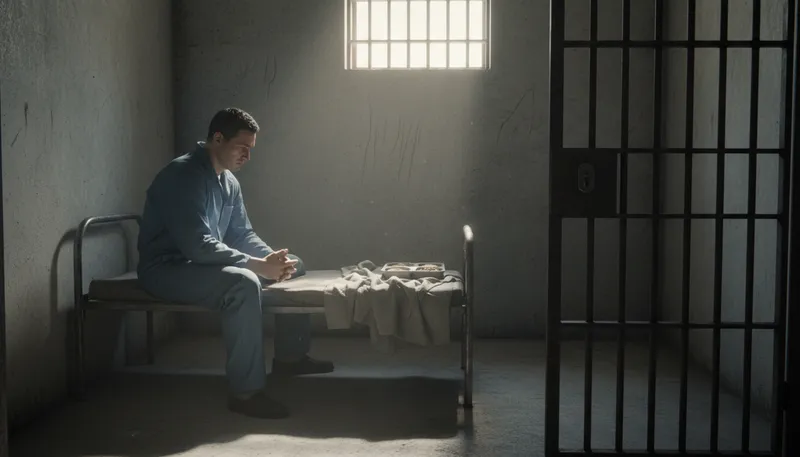 Illustration of do one's own time: to serve a sentence for a crime