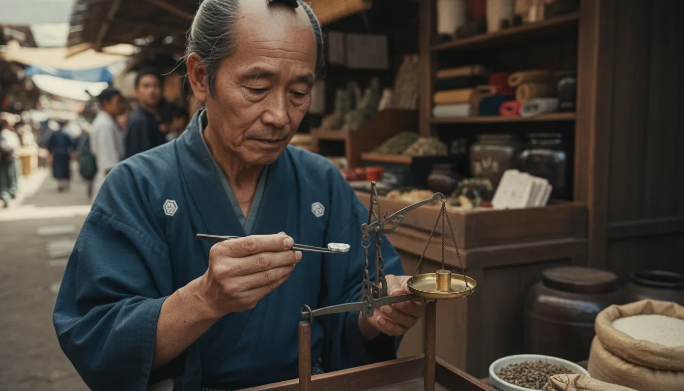 Illustrazione di rin: an old Japanese unit of weight, length, or money