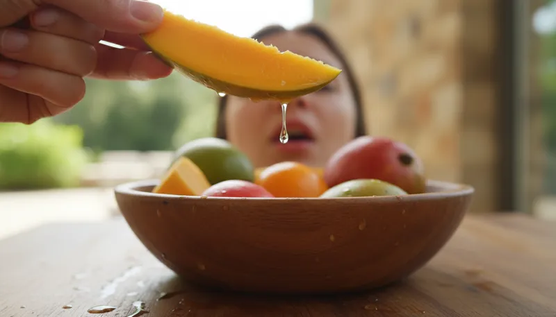 Illustration of saliva: The watery fluid in the mouth.