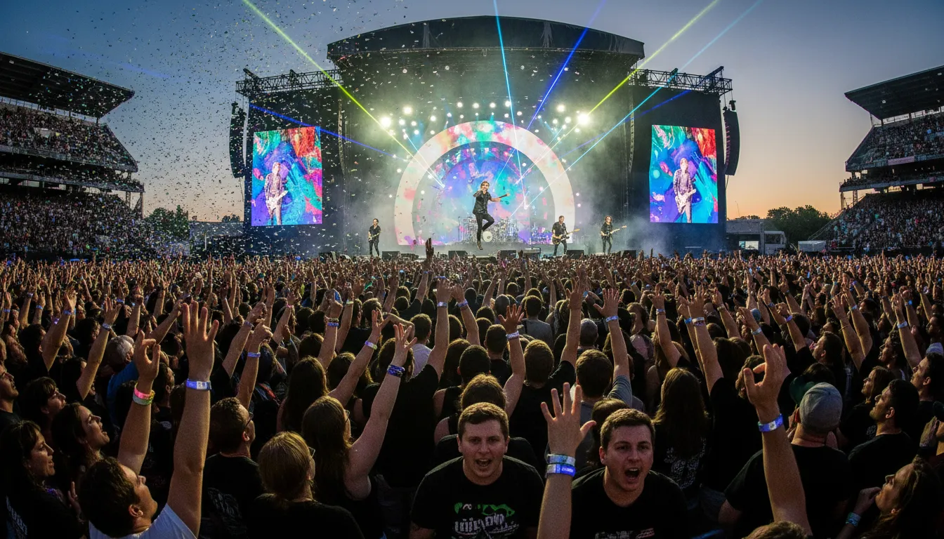 Иллюстрация Coldplay: A popular British rock band known for melodies.