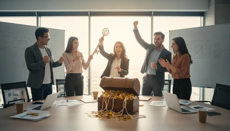 Illustration of hit the jackpot: achieve great success unexpectedly.