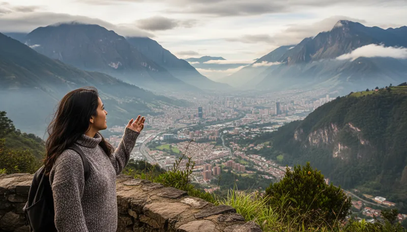 Illustration of bogotá: Capital city of Colombia, high in the Andes.