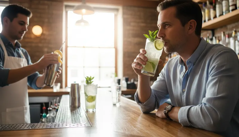 Illustration of rickey: A mixed drink typically made with lime and soda.