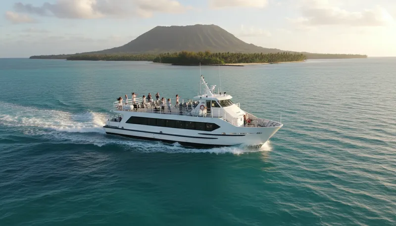 Illustration of ferry: a boat used to carry people across water
