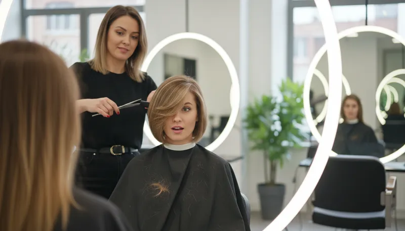 Illustration of hairdresser: a person who cuts and styles hair.